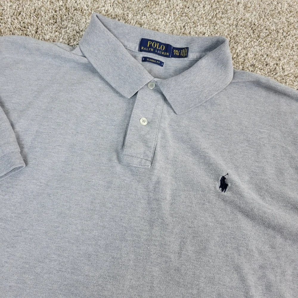 Polo Ralph Lauren Classic Fit Mens 2XL Solid Gray Pony Stretch Knit SS